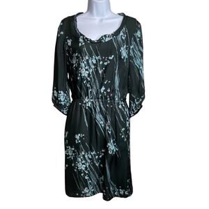 Peruvian Connection Womens Green Floral Silk Dress Size 4 Forest Fairy Old Money